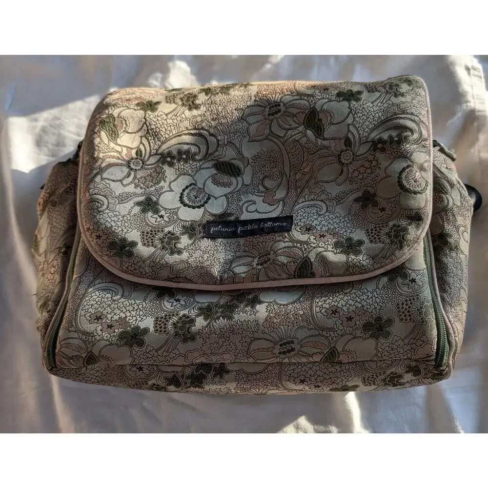 Petunia Pickle Bottom Diaper Bag Tapestry Brown Green Paisley Back Pack Shoulder